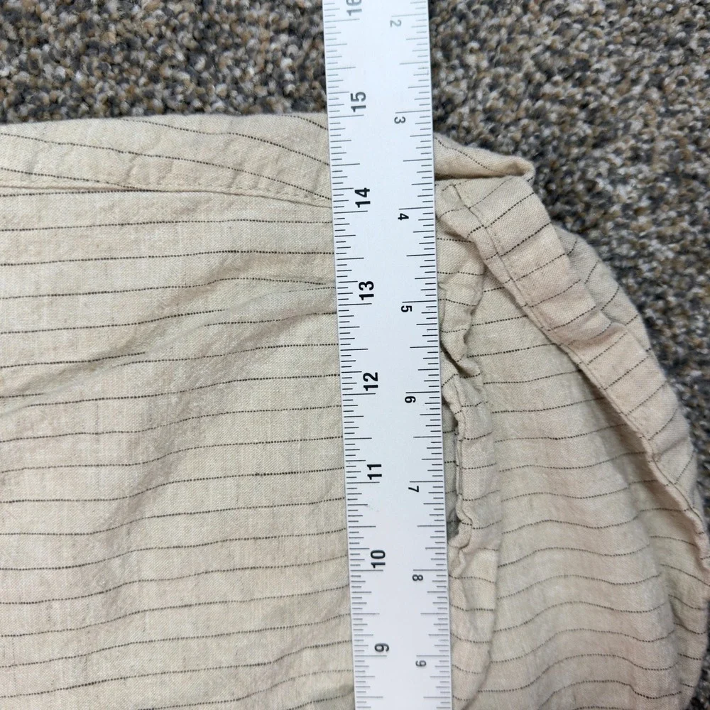 Lane Bryant‎ Pinstripe Linen Blend Shorts Beige Plus Size 22/24 Drawstring Waist